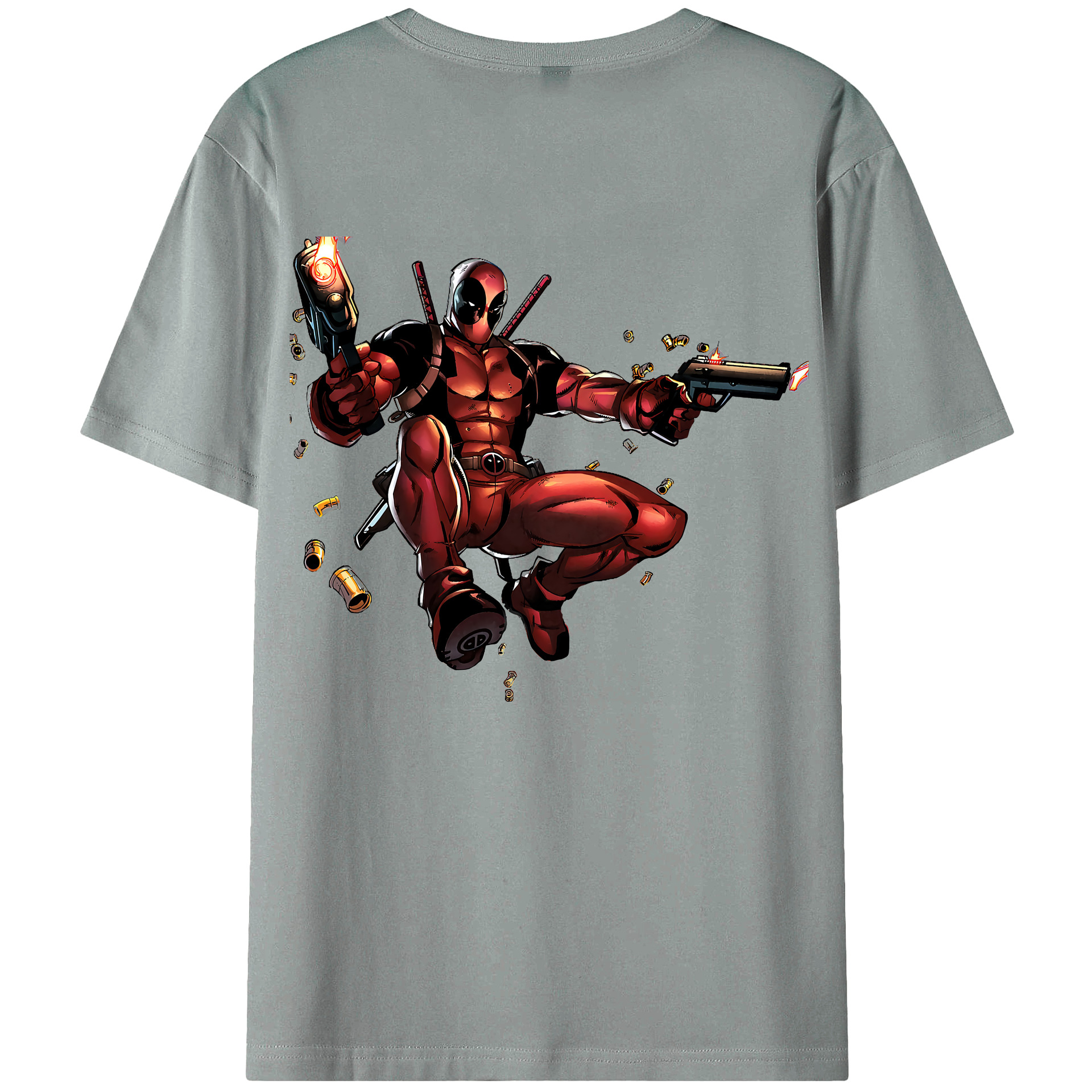 （画像用） Deadpool デッドプール 綿100％ メンズ半袖Tシャツ（バックプリント） 通気性